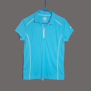 Slazenger Women's Golf Tennis Polo Shirt Blue/Turquoise Short Sleeve - Size M